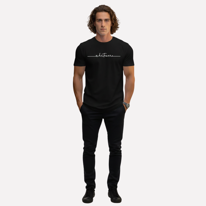 Afslappet herre-T-shirt med rund hals og minimalistisk print