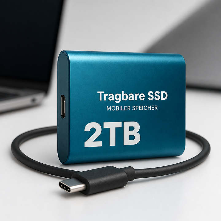 Ekstern SSD 2 TB – hurtig lagring, USB-C, bærbart drev