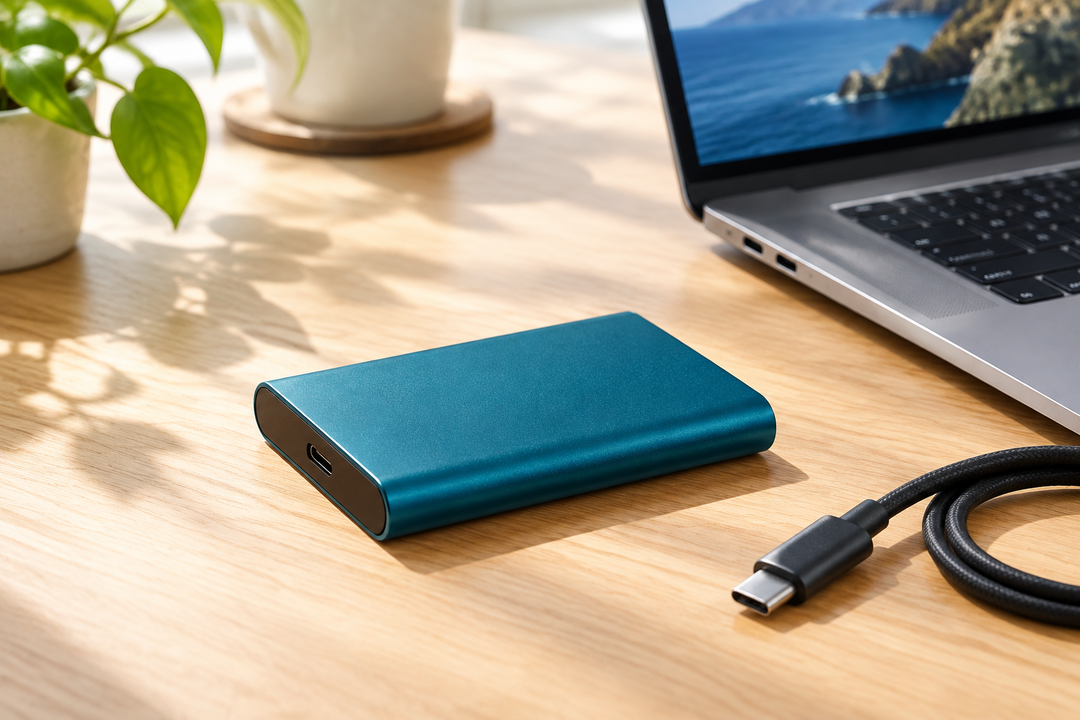 Ekstern 2 TB SSD med USB-C og høj hastighed