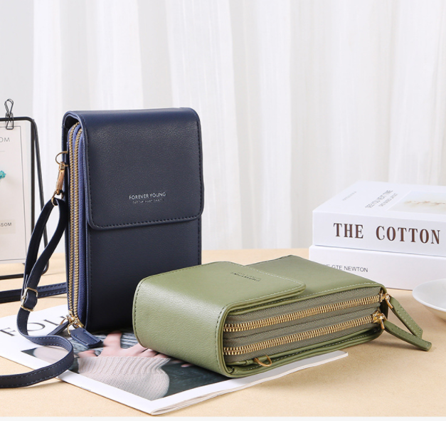 Telefontaske med touchscreen og pungfunktion – kompakt crossbody-taske til daglig brug