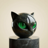 NoirCat skulptur – sort kattehoved med hypnotiske øjne