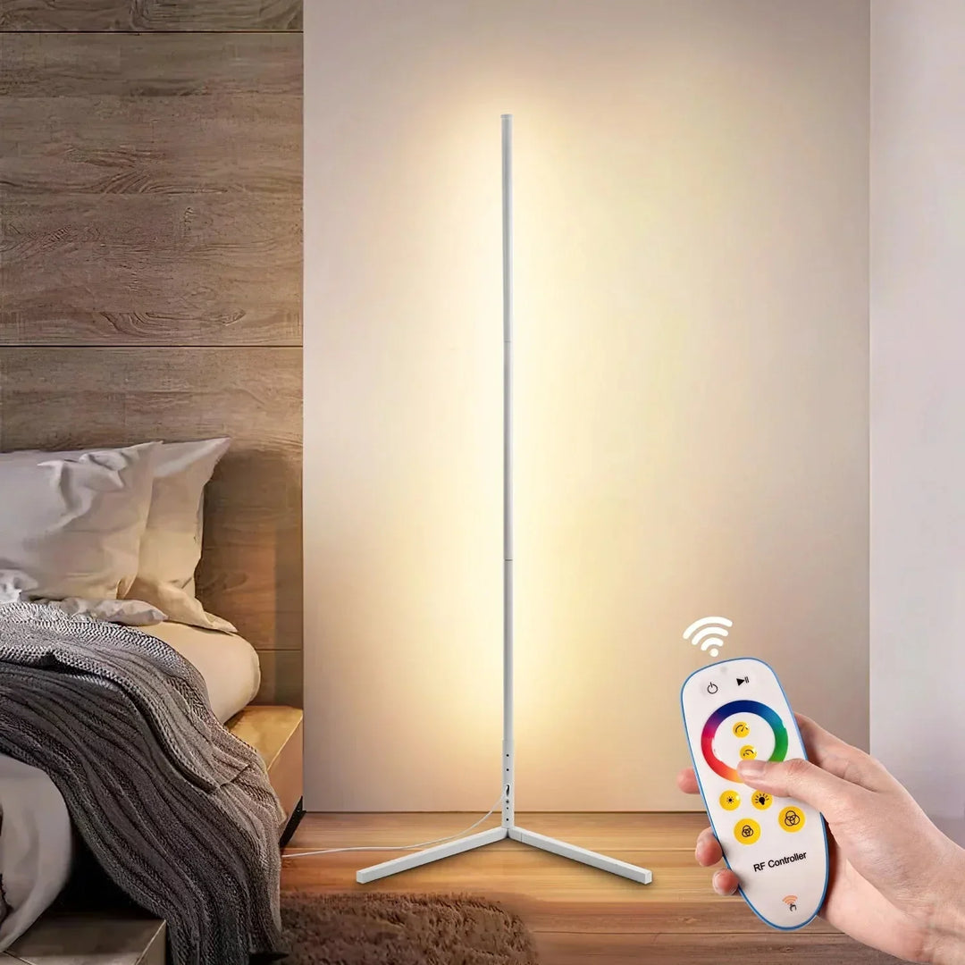 Dæmpbar LED-hjørnegulvlampe med fjernbetjening