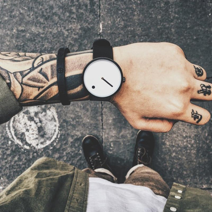 IcoolGadgets quartzur til mænd, luksus, fritid, sort, japansk quartzur, moderigtigt designerur, enkelt, maskulint