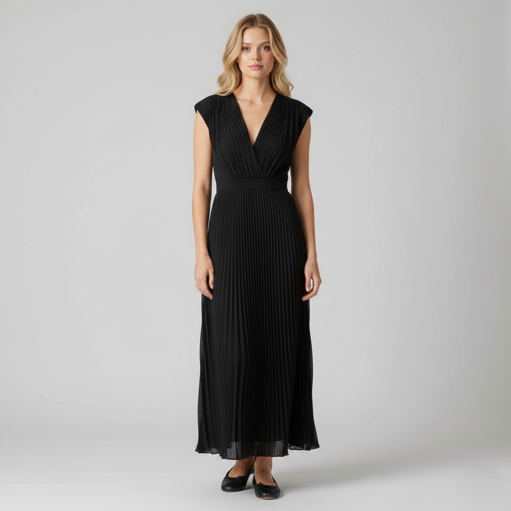 Elegant V-Hals Ærmeløs Kjole
