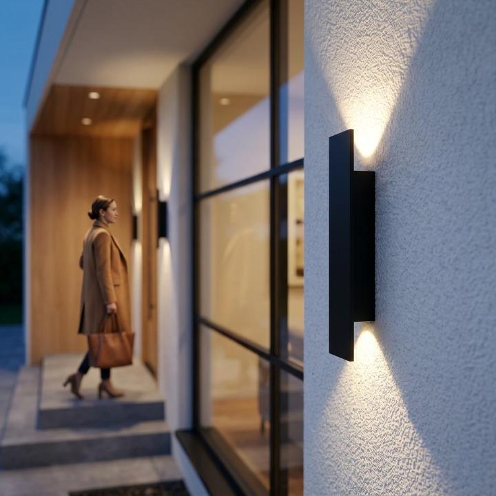 LED-udendørsvæglampe med op- og nedadgående lys – vejrbestandig, beskyttelsesklasse IP65