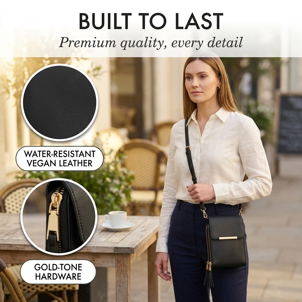 Dame-crossbody-mobiltegnebog med touchskærmsvindue
