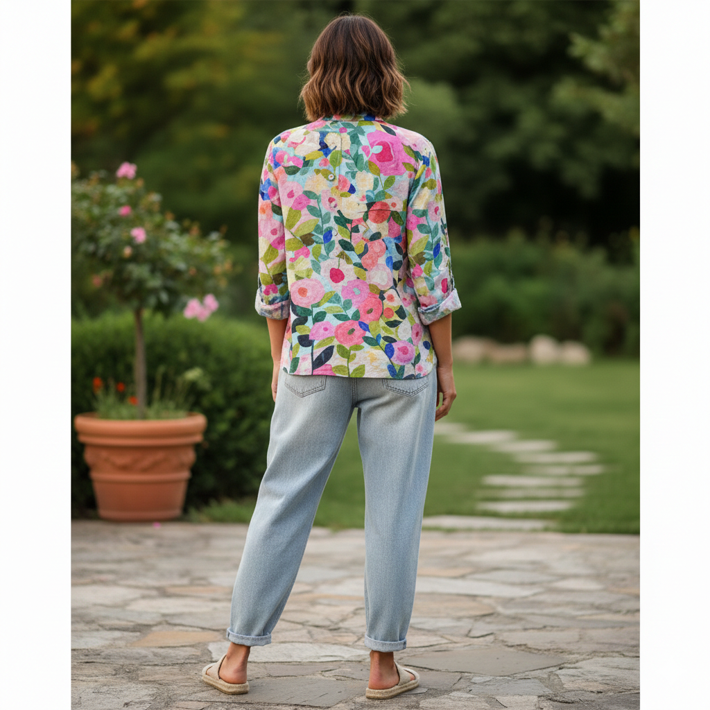 Bluse med blomsterprint til kvinder