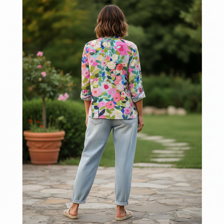 Bluse med blomsterprint til kvinder