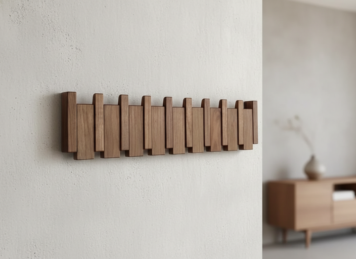 HarmonyCoat klaver-knagerække – kreativ garderobeknage i træ til gang og entré