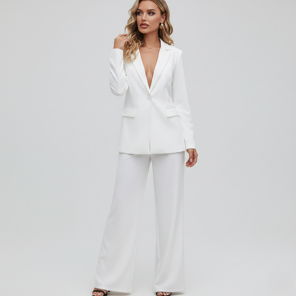 Elegant blazer og buksesæt til kvinder