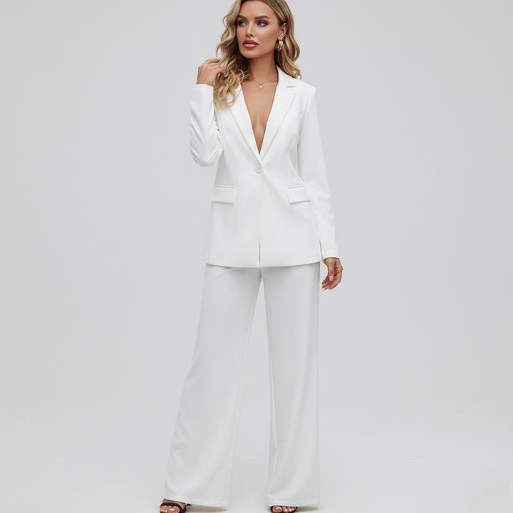 Elegant blazer og buksesæt til kvinder