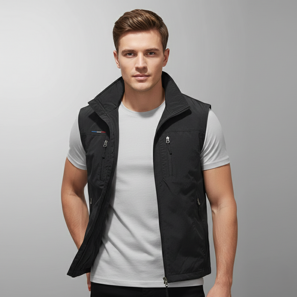 Åndbar Multi-Lomme Vest for Mænd