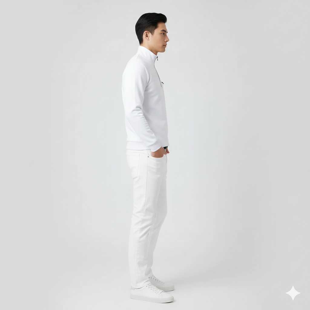Mænd er Forår Zip-Up Bluse med brystlomme