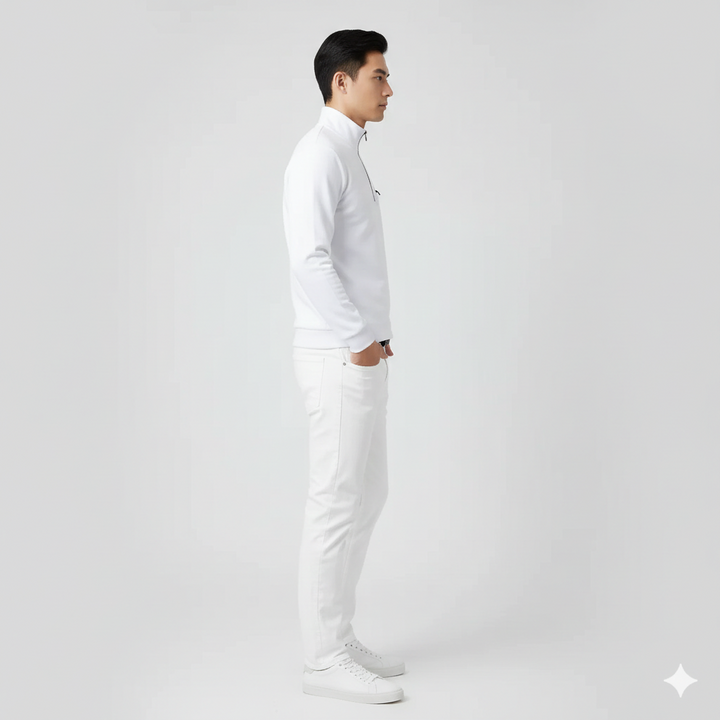 Mænd er Forår Zip-Up Bluse med brystlomme