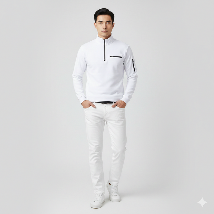 Mænd er Forår Zip-Up Bluse med brystlomme