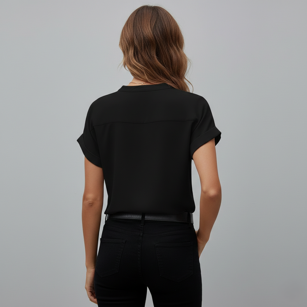 Elegant bluse med V-hals