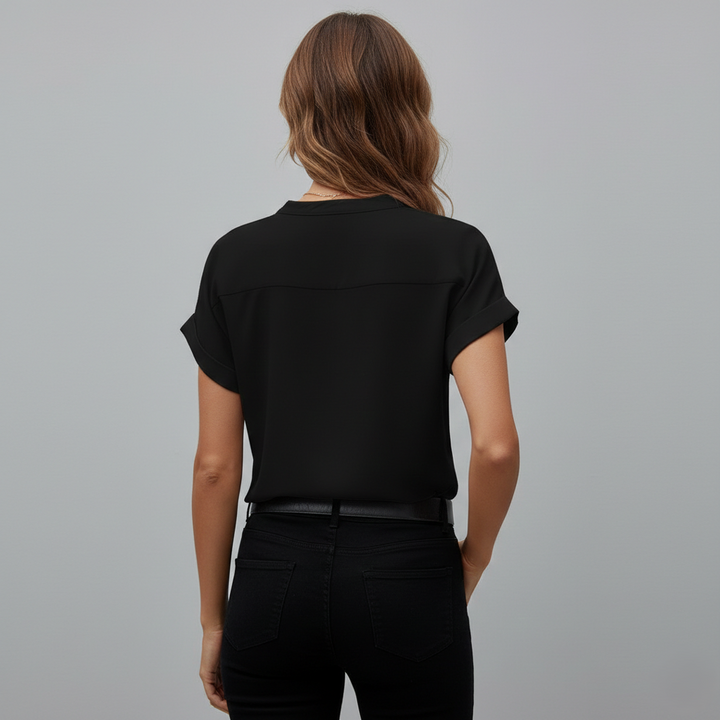 Elegant bluse med V-hals
