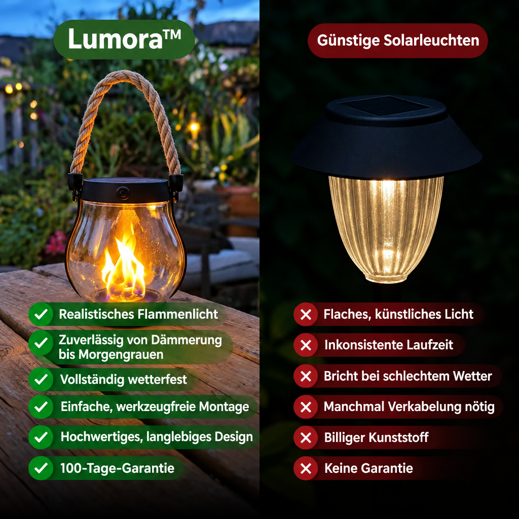Solcellelanterne til udendørs brug med flakkende flammeeffekt