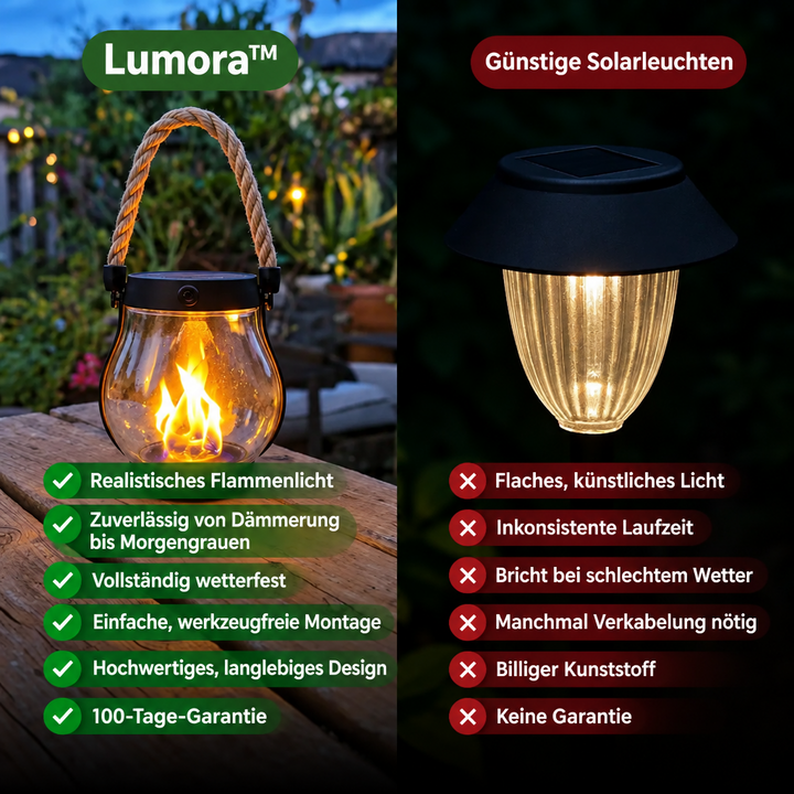 Solcellelanterne til udendørs brug med flakkende flammeeffekt