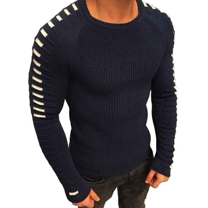 Strikket herresweater med stribedetaljer – Lukas Efterårsudgave