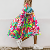 Oversized midi-skjortekjole med blomsterprint