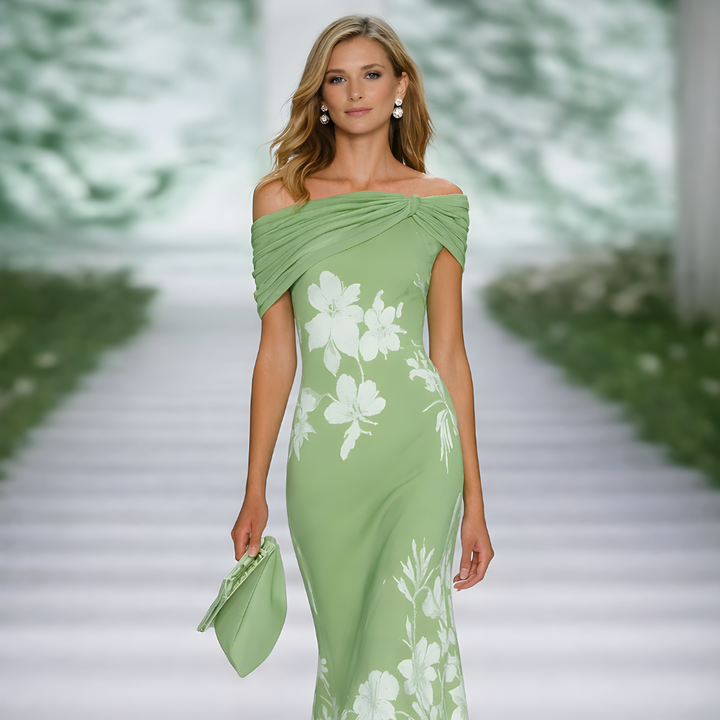 Kjole Med Draperinger Og Blomsterprint