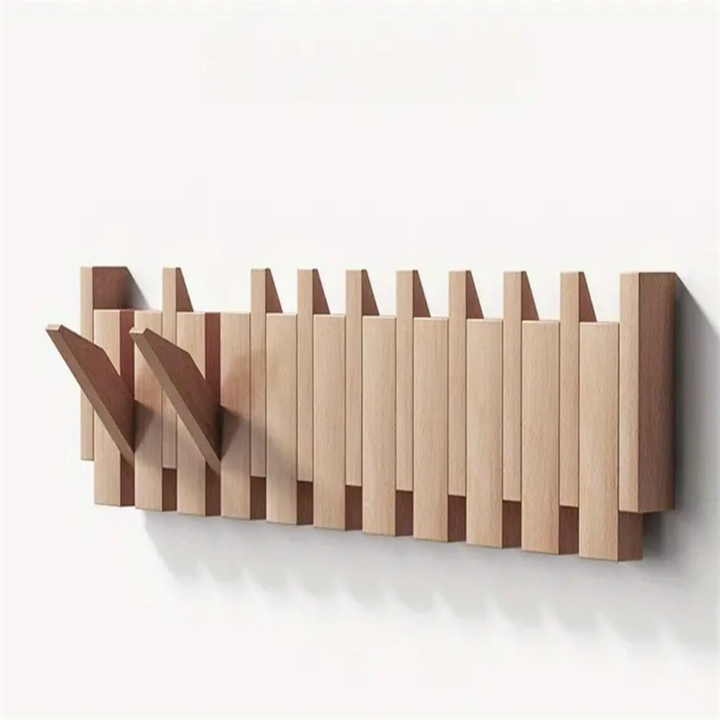 Knagerække i træ til væg – foldbare kroge med minimalistisk design