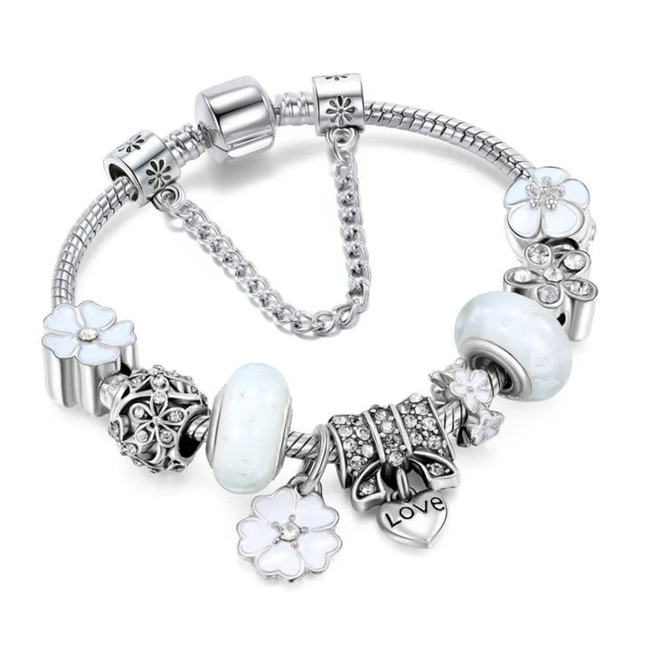Armbånd i sterlingsølv 925 med charm i blomsterform | Elegant smykkegave til kvinder