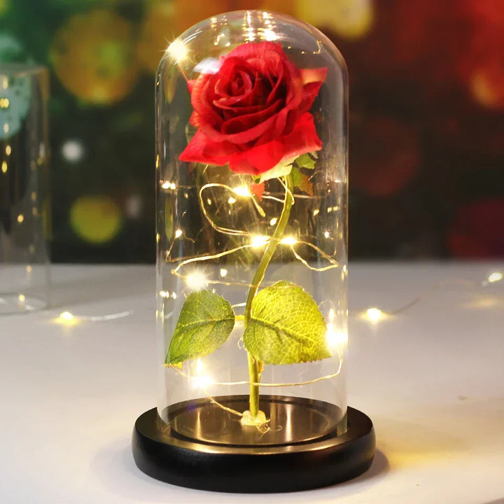 CrystalAura LED Rosekuppel | Elegant Oplyst Rose til Bryllups- og Eventdekoration