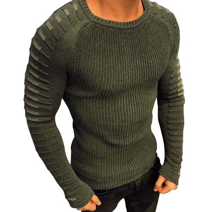 Strikket herresweater med stribedetaljer – Lukas Efterårsudgave