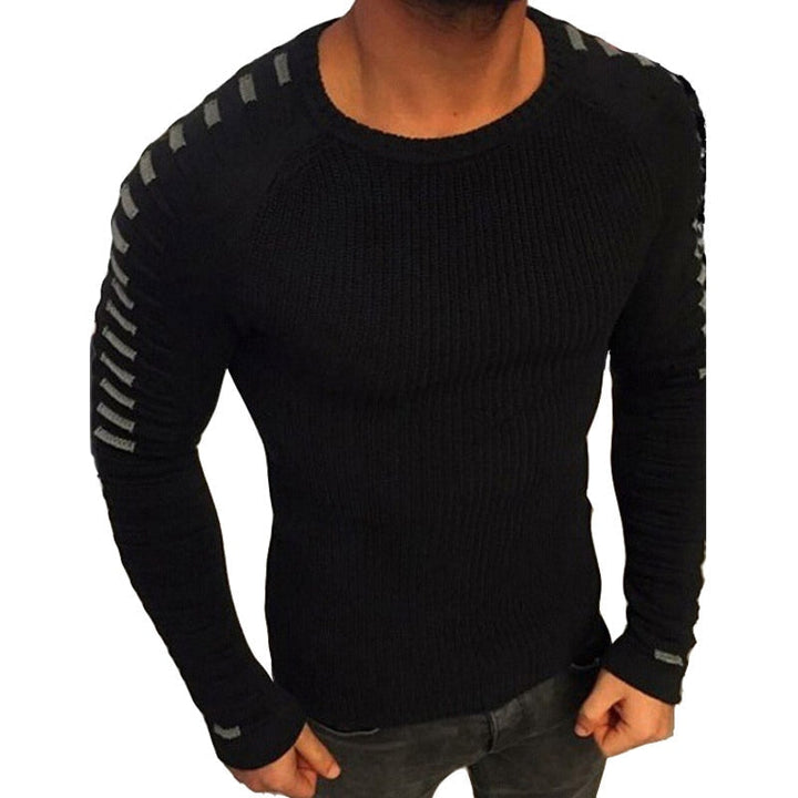 Strikket herresweater med stribedetaljer – Lukas Efterårsudgave
