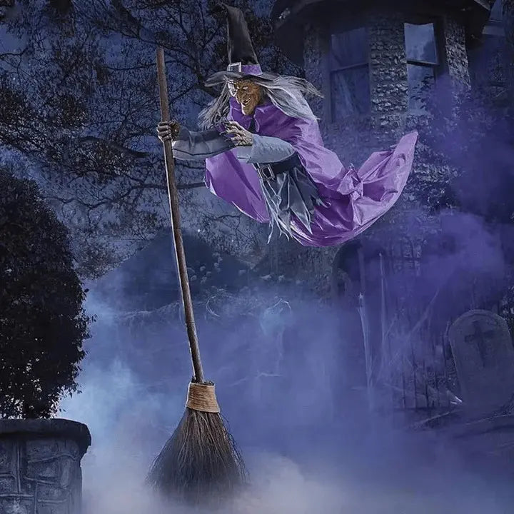 SpookFlight Flyvende Heks – Bevægelig Halloween-dekoration med lys og lyd