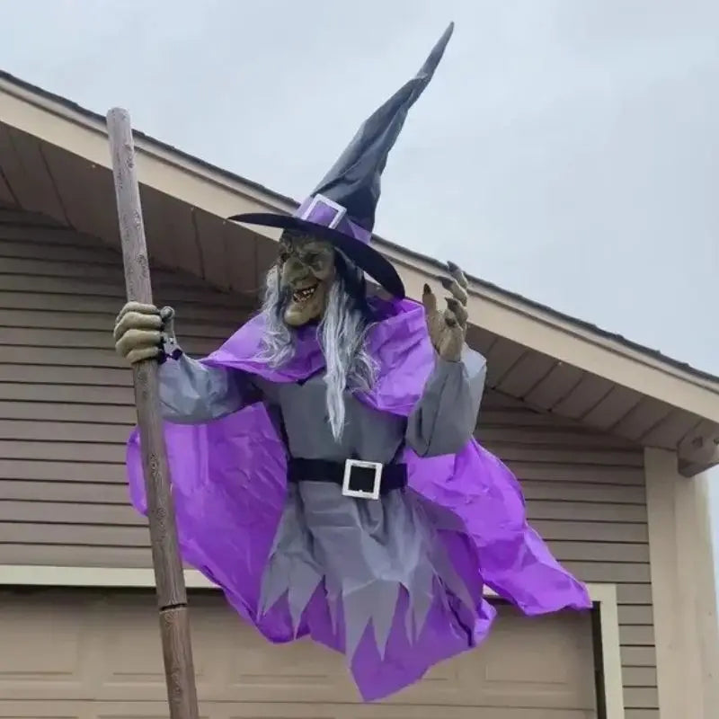 SpookFlight Flyvende Heks – Bevægelig Halloween-dekoration med lys og lyd