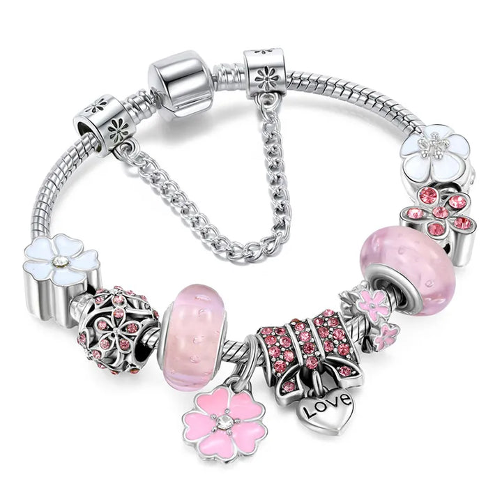 Armbånd i sterlingsølv 925 med charm i blomsterform | Elegant smykkegave til kvinder