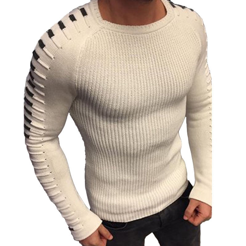 Strikket herresweater med stribedetaljer – Lukas Efterårsudgave
