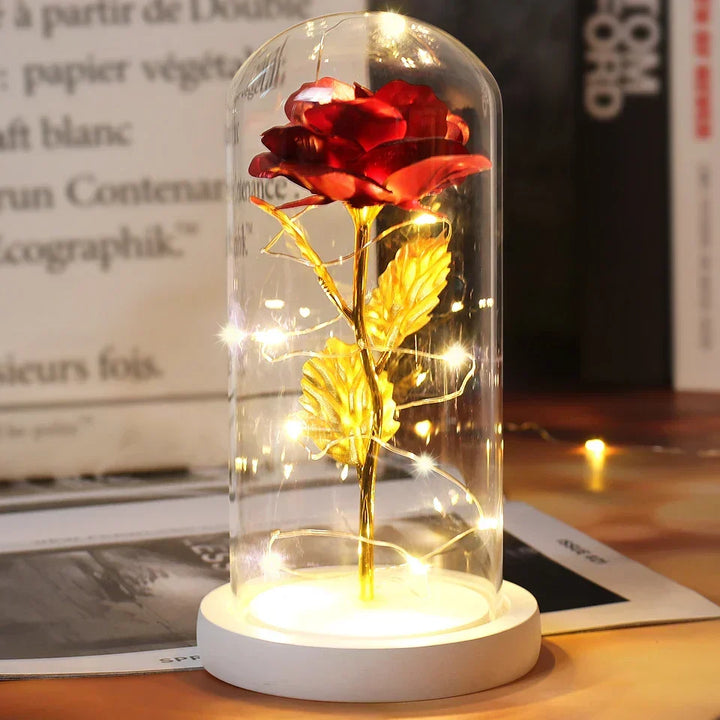 CrystalAura LED Rosekuppel | Elegant Oplyst Rose til Bryllups- og Eventdekoration