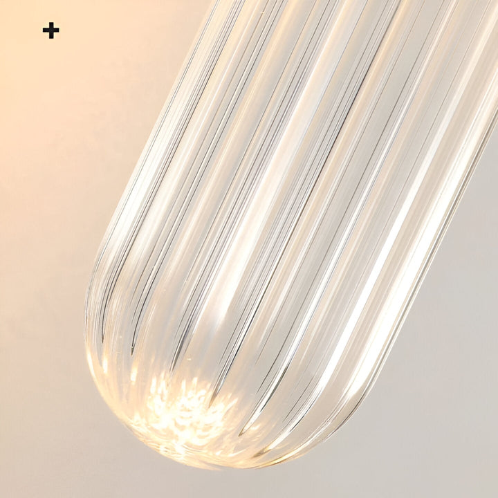 Nordisk Vægarmatur i Glas med Bølgemønster og Messing LED 1 lys