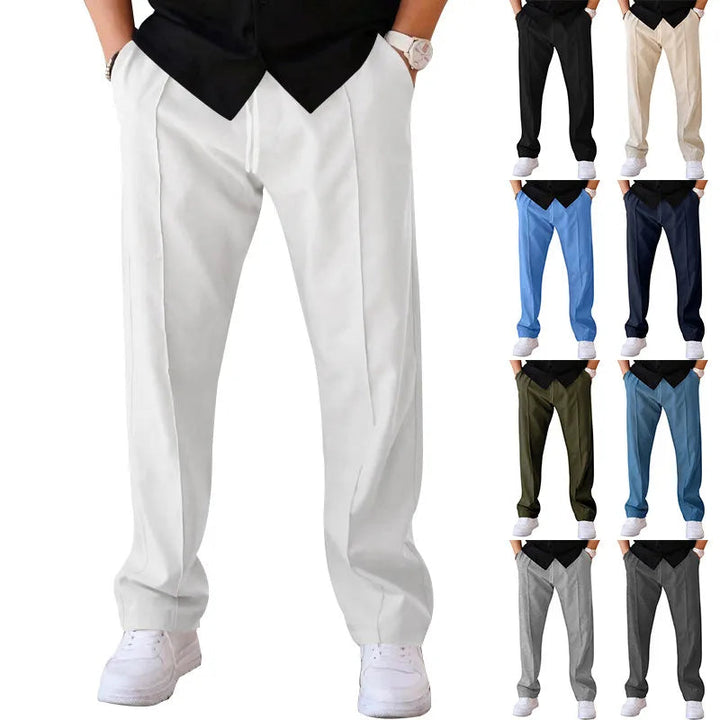 Slim fit-bukser med elastisk linning og snor til mænd