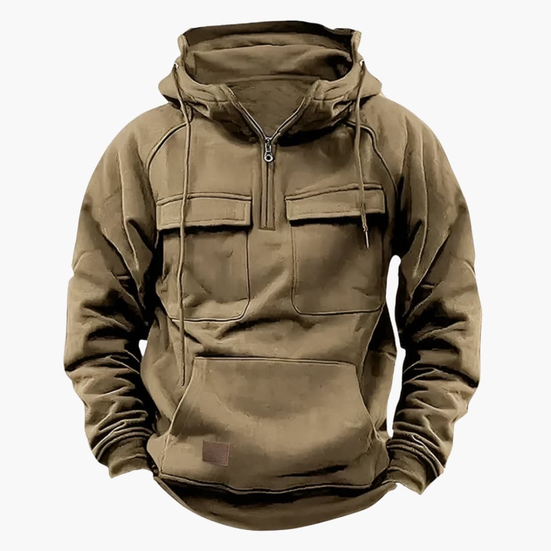 Herre Halv‑Zip Hoodie med Brystlommer