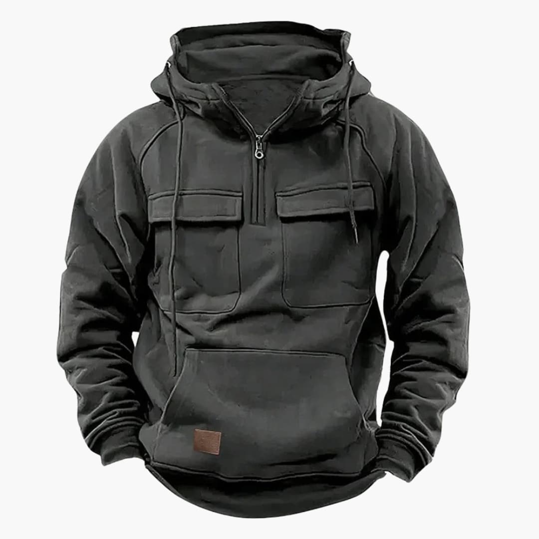Herre Halv‑Zip Hoodie med Brystlommer