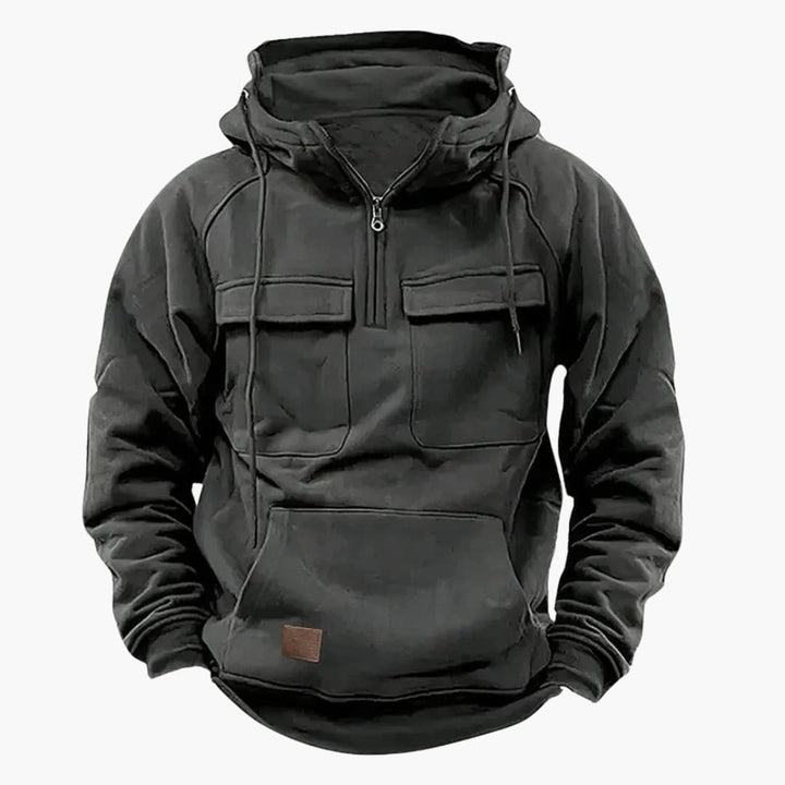 Herre Halv‑Zip Hoodie med Brystlommer