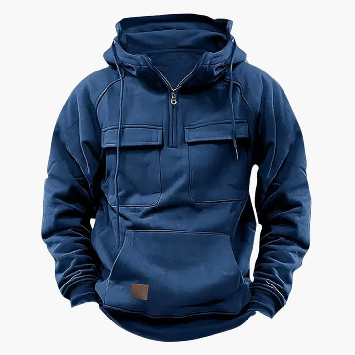 Herre Halv‑Zip Hoodie med Brystlommer