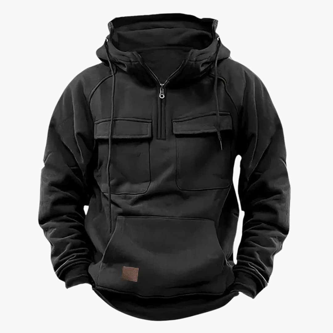 Herre Halv‑Zip Hoodie med Brystlommer