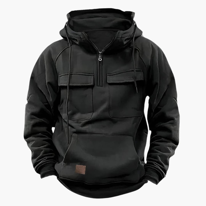 Herre Halv‑Zip Hoodie med Brystlommer