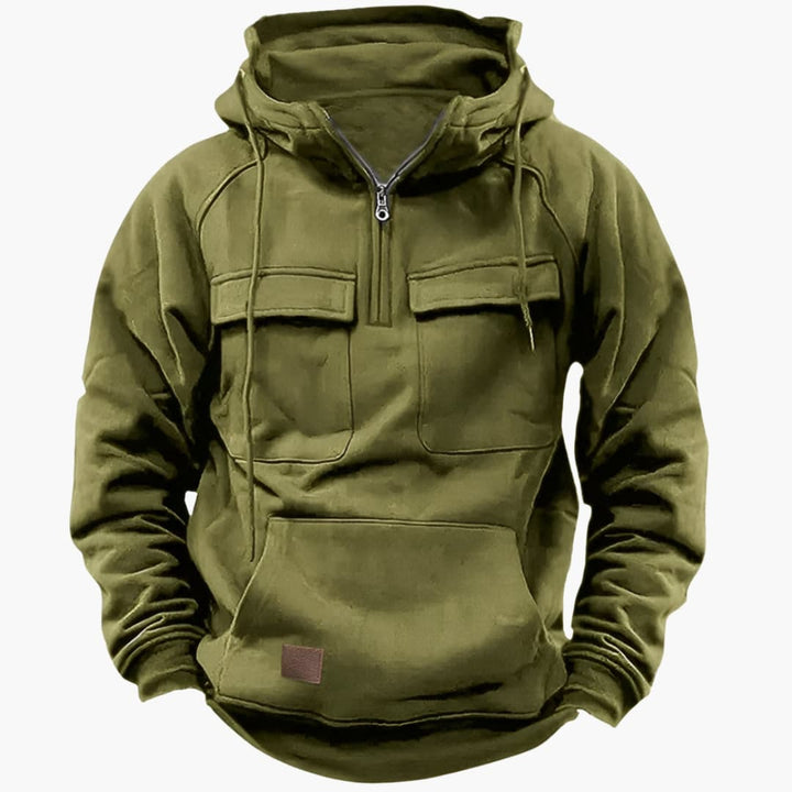 Herre Halv‑Zip Hoodie med Brystlommer