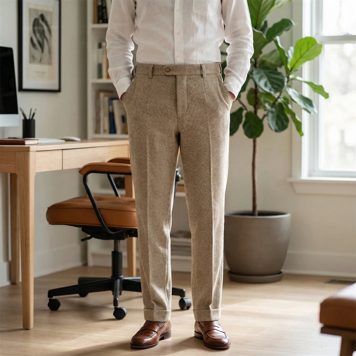 Slim fit bukser med fiskebensmønster - Martin