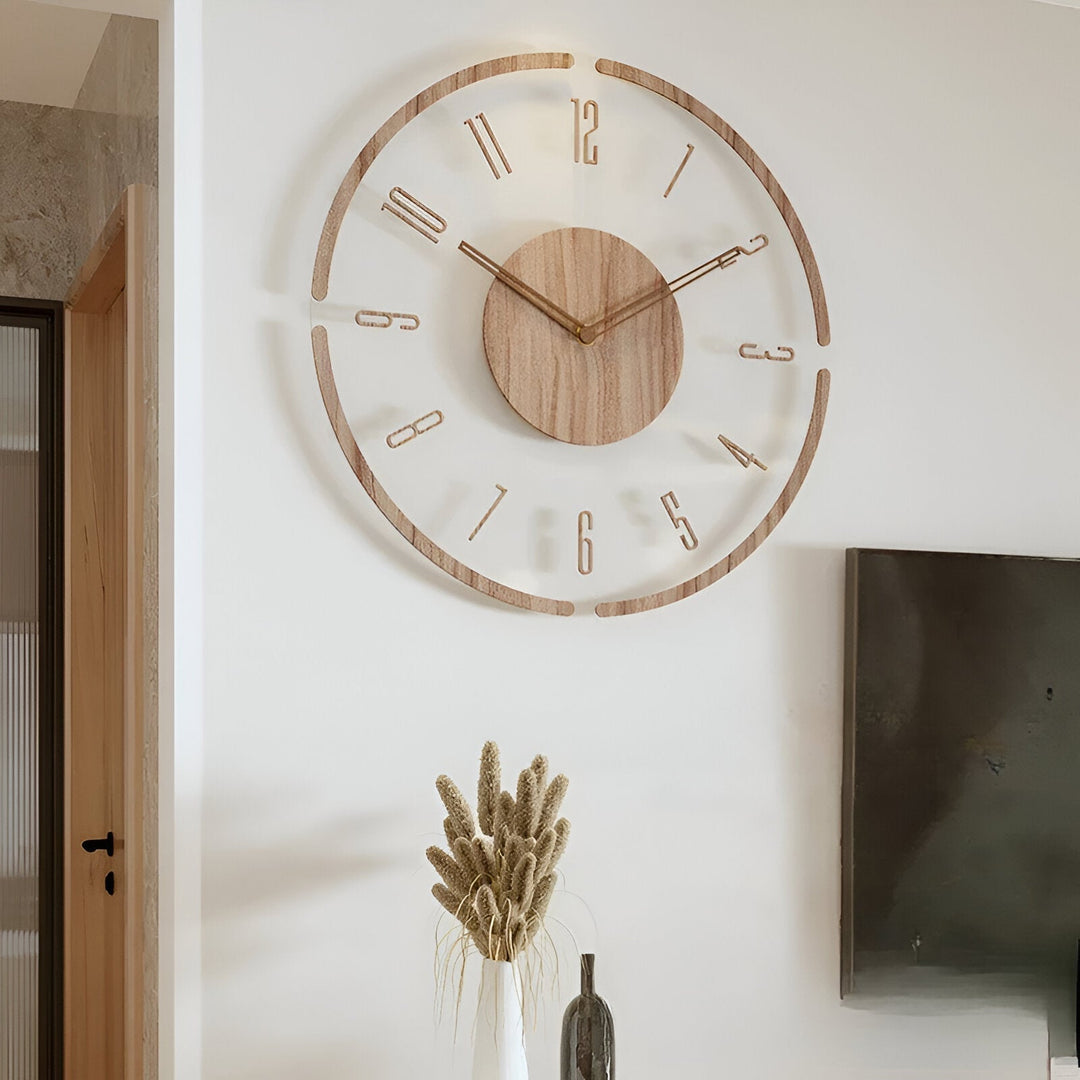 ClearWood Silent vægur – nutidigt design i træ og akryl