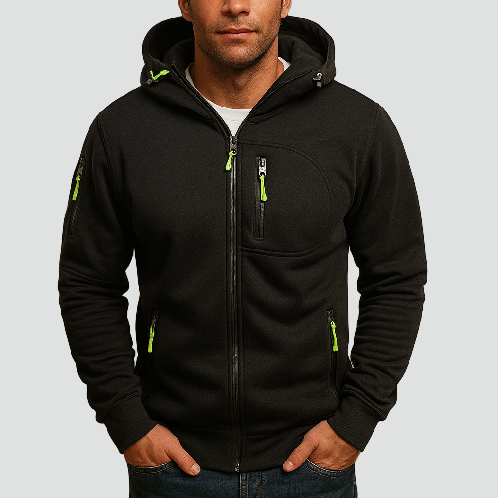 Hoodie til mænd | Lynlås &amp; justerbar hætte