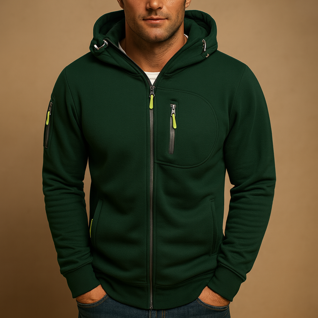 Hoodie til mænd | Lynlås &amp; justerbar hætte