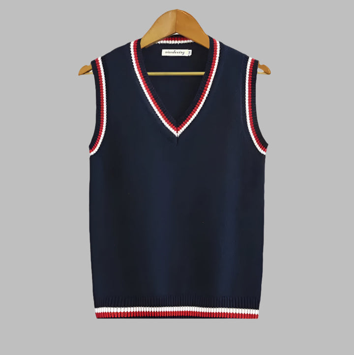 Retro stribet pullover i preppy-stil uden ærmer
